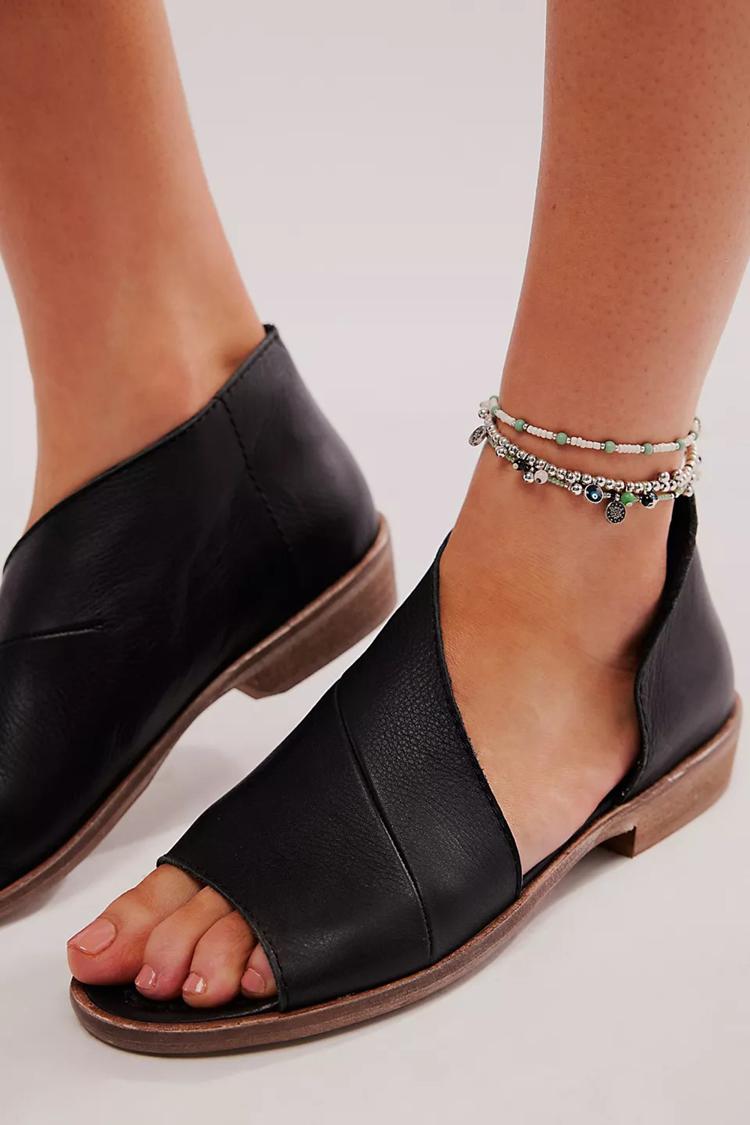 Sandali neri irregolari con punta tonda tinta unita [Pre-ordine]