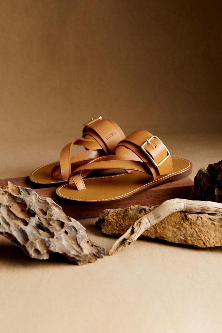 Sandali casual arancioni con fibbia e decorazione a forma di anello per le dita [Pre-ordine] 