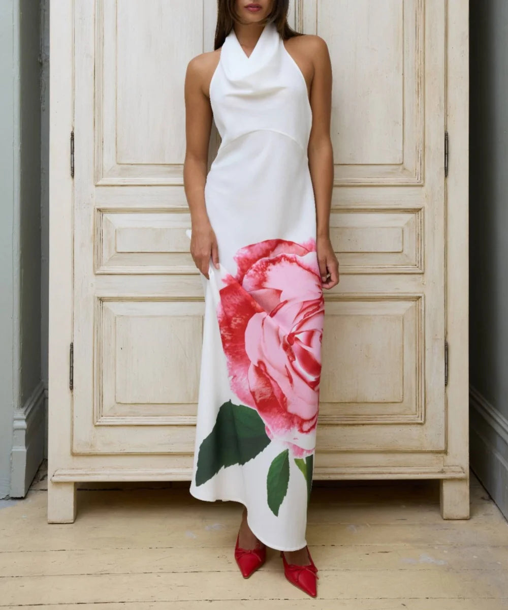 Art Pink Rose Maxi Dress