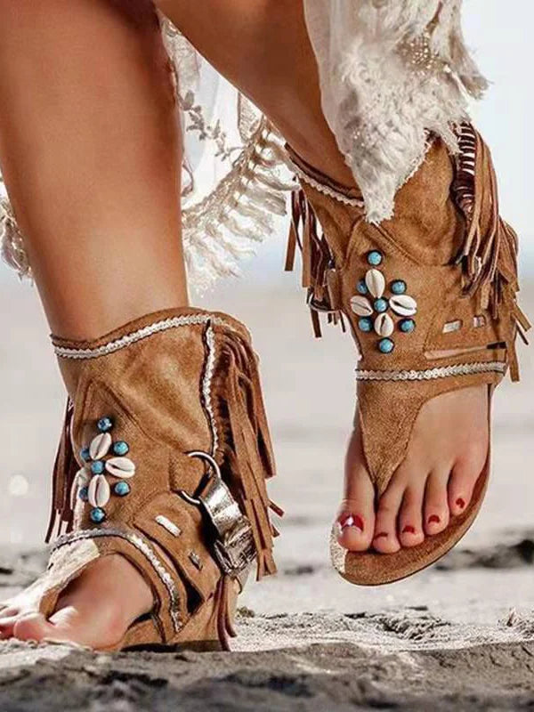 Womens Leopard Print Anti-Slip Flat Sandals Finger Sandals