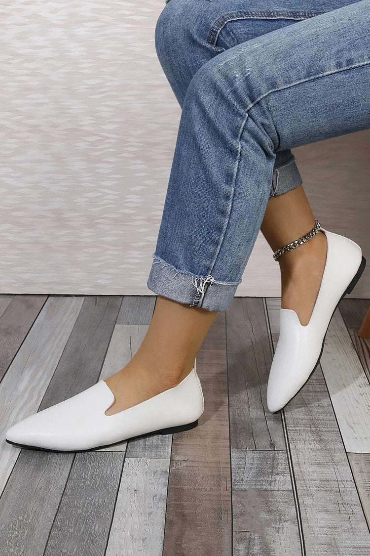 Scarpe basse casual slip-on a punta tinta unita