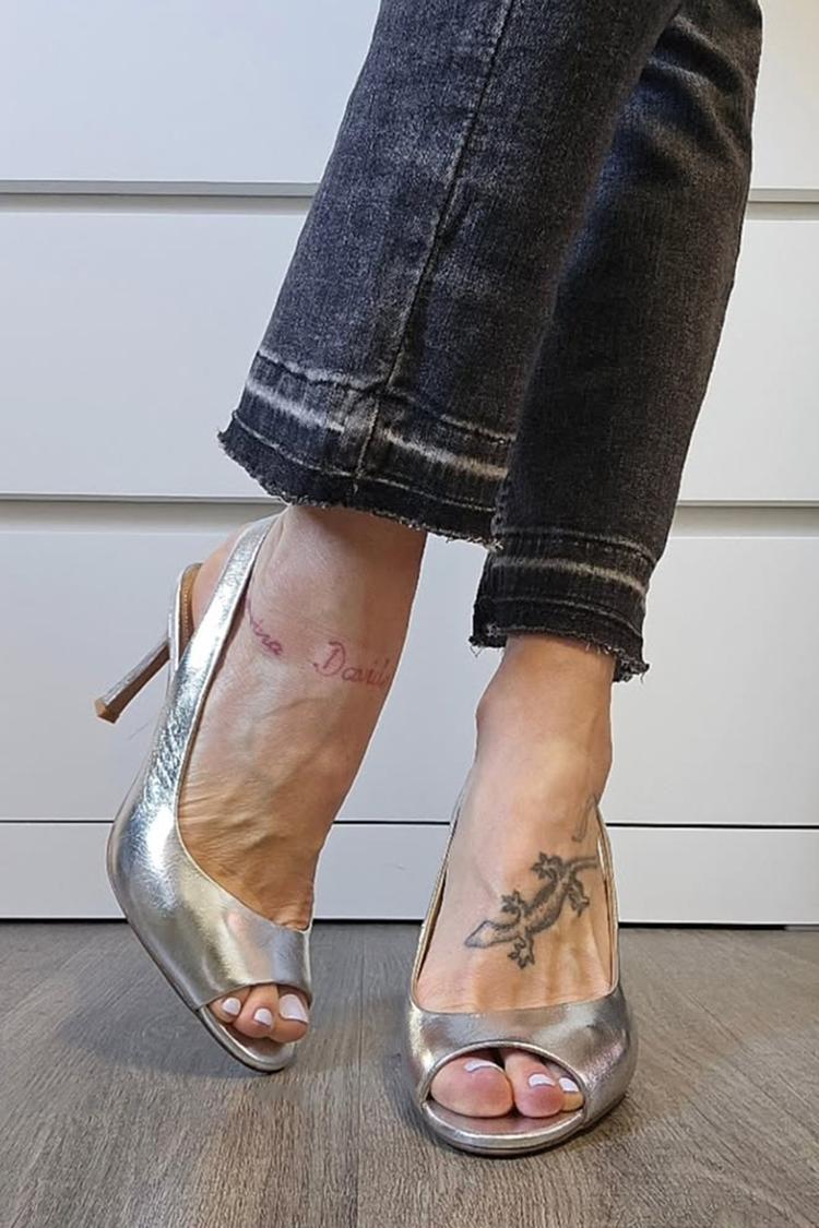 Metallic Sheen Peep Toe Slingback Silver Stiletto Heels [Pre Order]