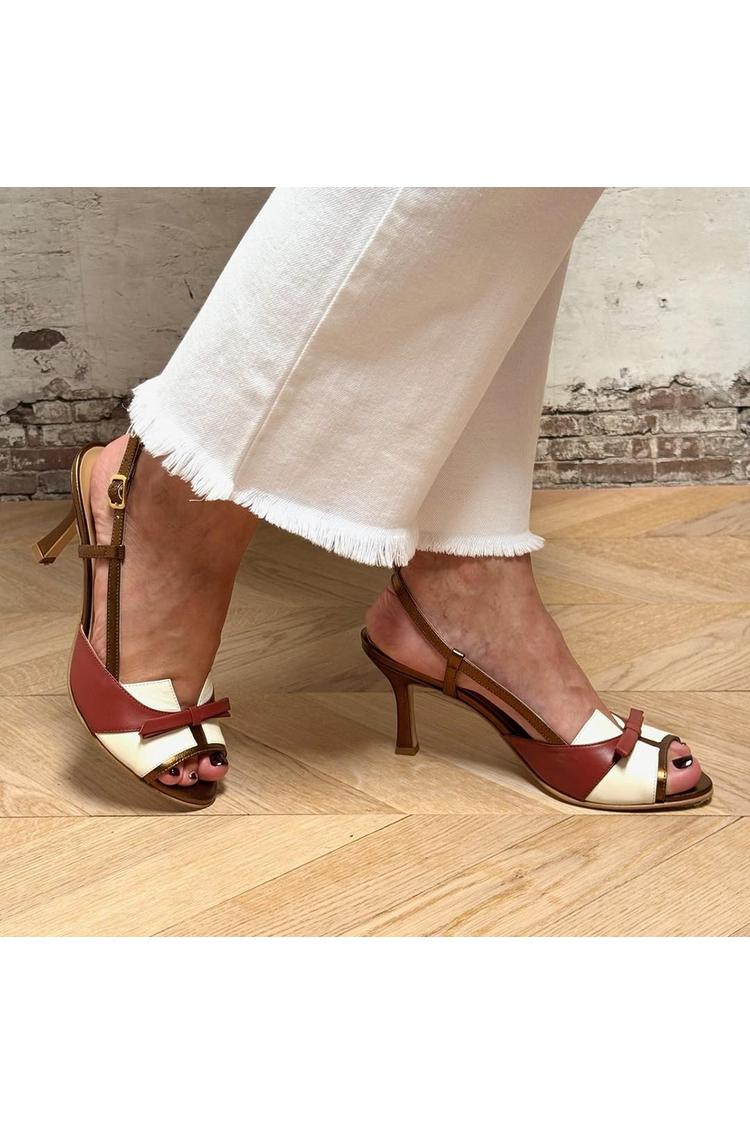 Bogen Dekor Colorblock Peeptoe Slingback Stiletto Absätze [Vorbestellung]