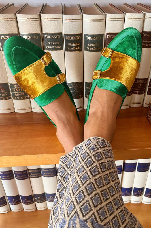 Colorblock-Schnallenriemen Loafers aus Kunstwildleder mit rundem Zehenbereich [Vorbestellung]