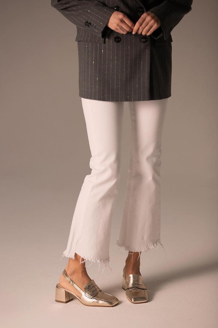 Scarpe con tacco largo dorato con punta quadrata e patchwork metallizzato lucido [Pre-ordine]