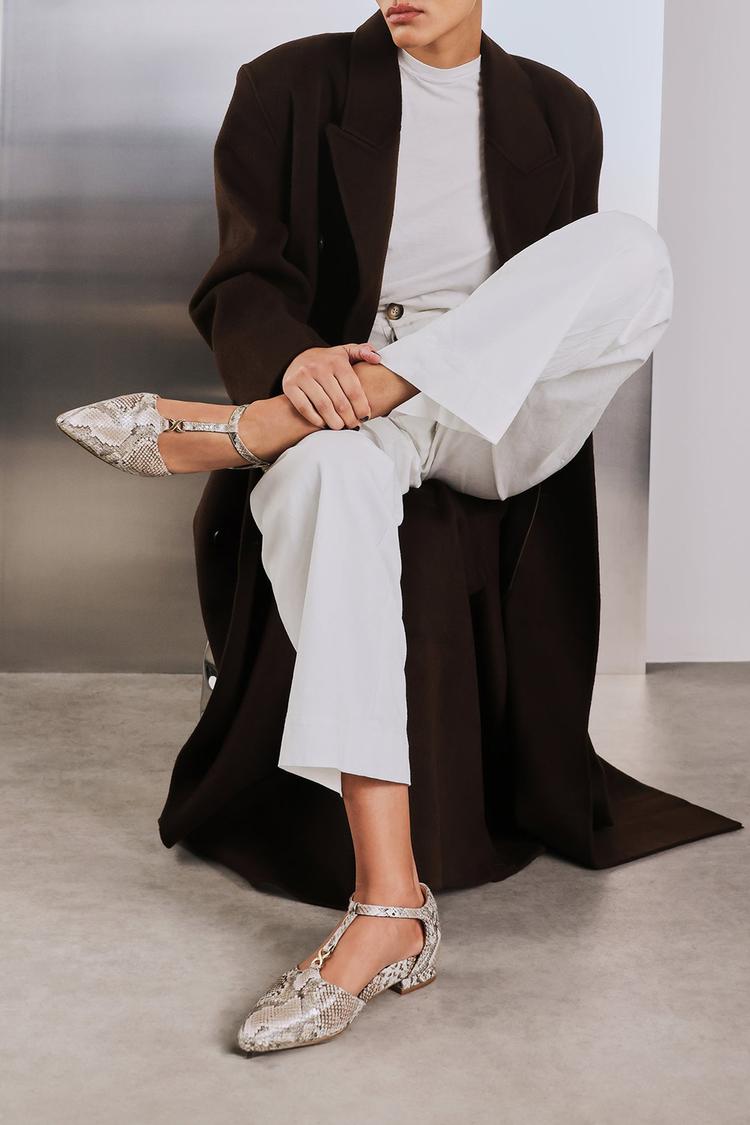 Scarpe basse casual a punta con stampa serpente e fibbia a T [Pre-ordine]
