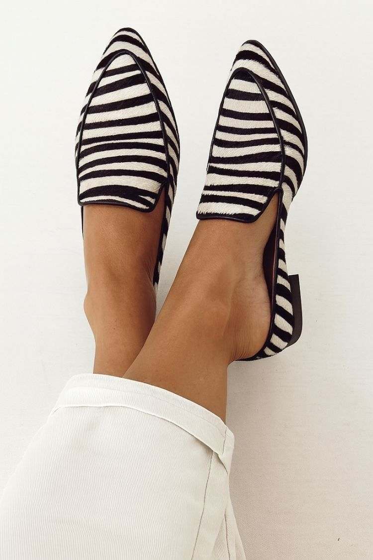 Zebra Scalloped Topline Pointy Toe Flats [Pre Order]