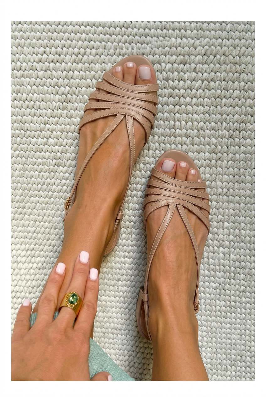 Strappy Crisscross Open Toe Slingback Flat Sandals [Pre Order]