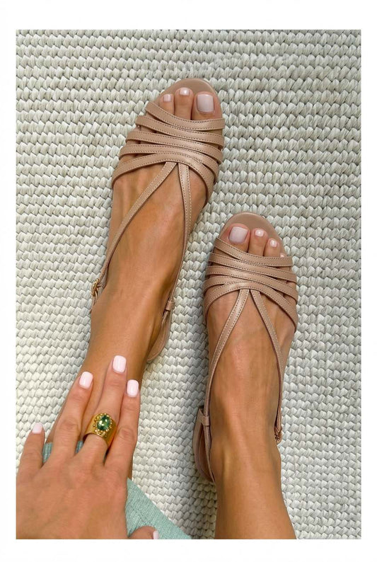 Strappy Crisscross Open Toe Slingback Flat Sandals [Pre Order]