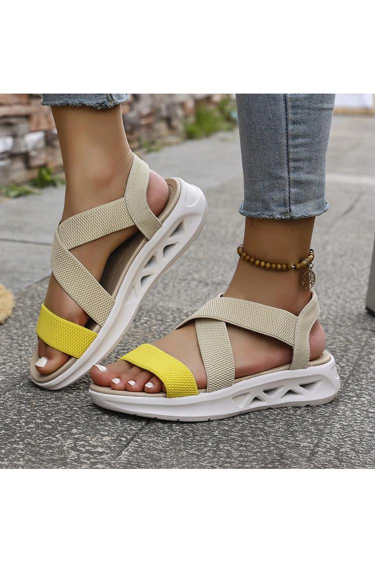 Sandali casual traspiranti con punta tonda e cinturino incrociato multicolore 