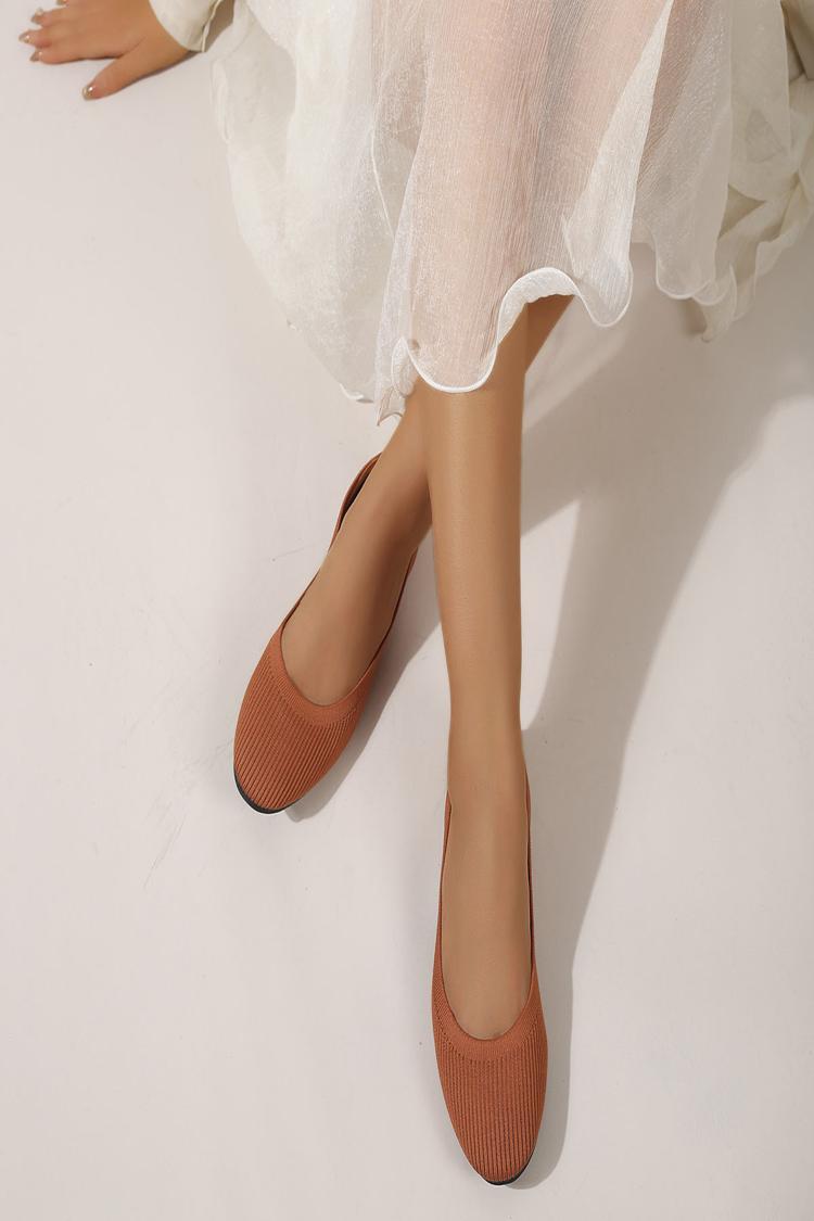 Leopard Pattern Round Toe Knitted Lightweight Flats