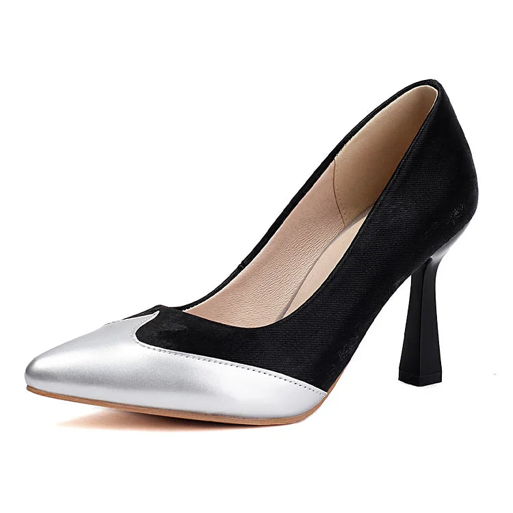 Patchwork Colorblock Pointed Toe Elegant Stiletto Heels