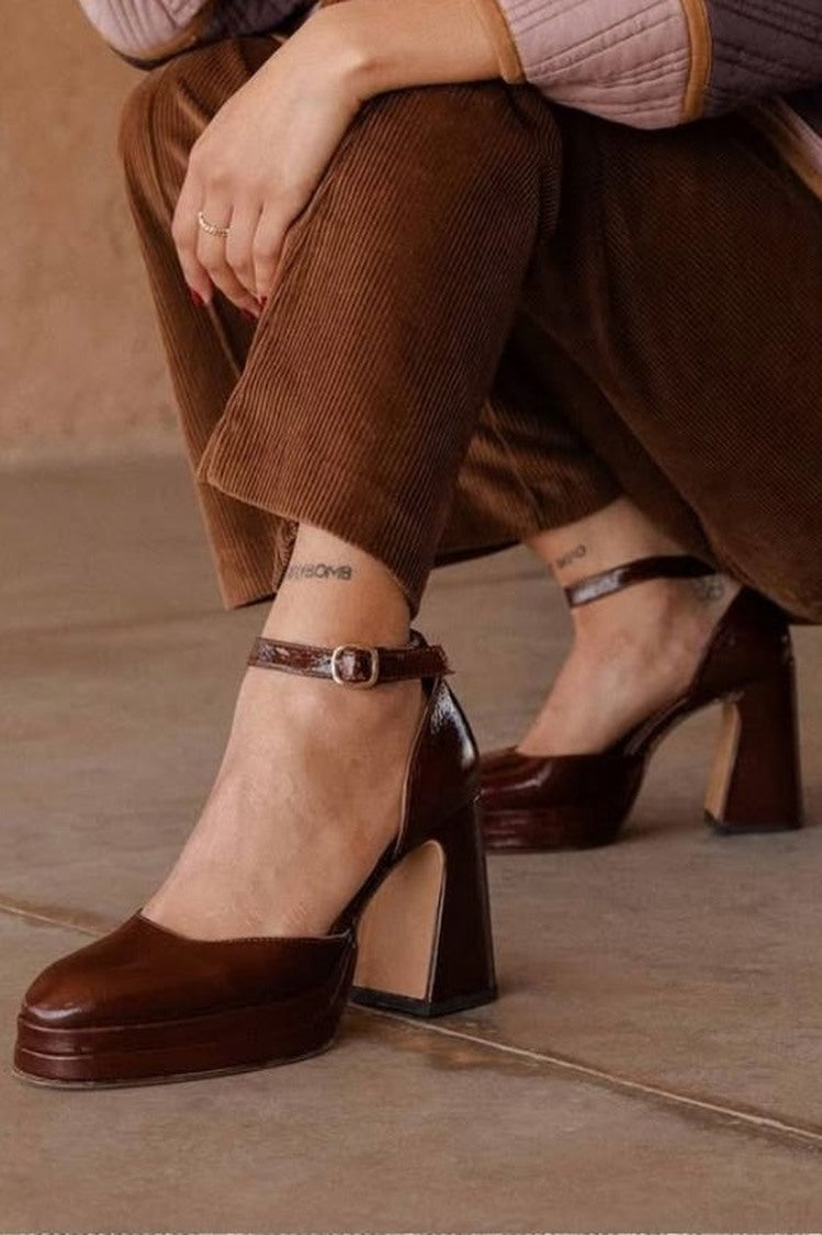 Metallic Bronze Block Heel Pumps [Pre Order]