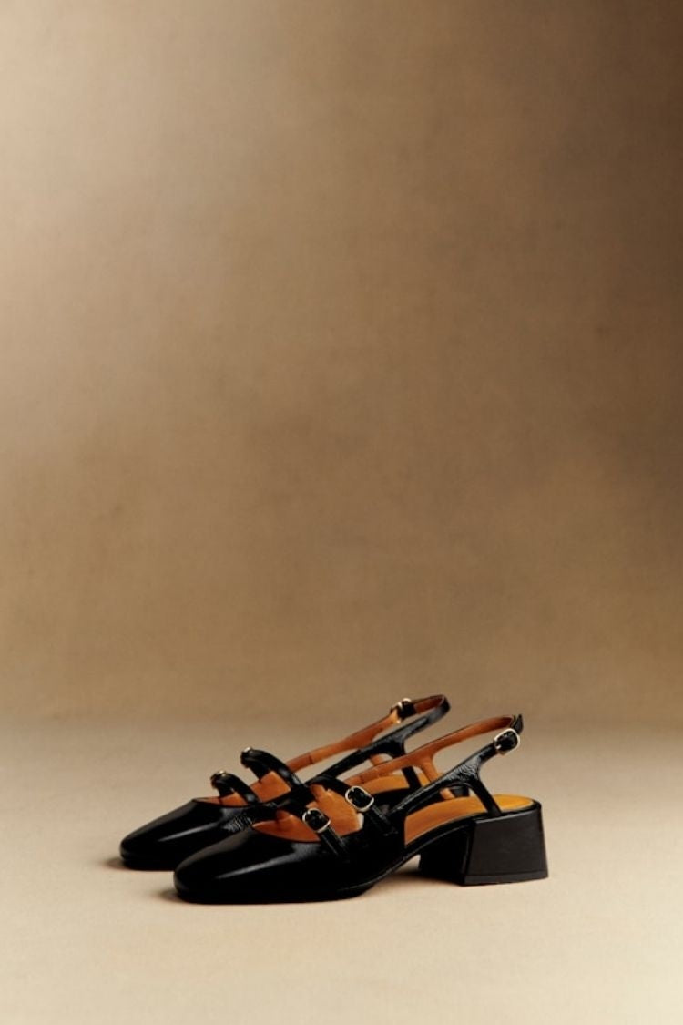 Dwukolorowe skórzane baleriny Mary Jane z podwójnym paskiem i czubkiem w stylu cap toe [Przedsprzedaż]