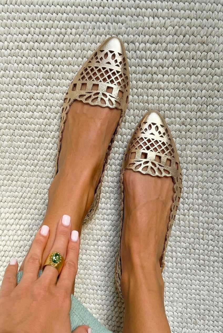 Geometric Cutout Pointed Toe Flat Slip On Shoes [Pre Order]