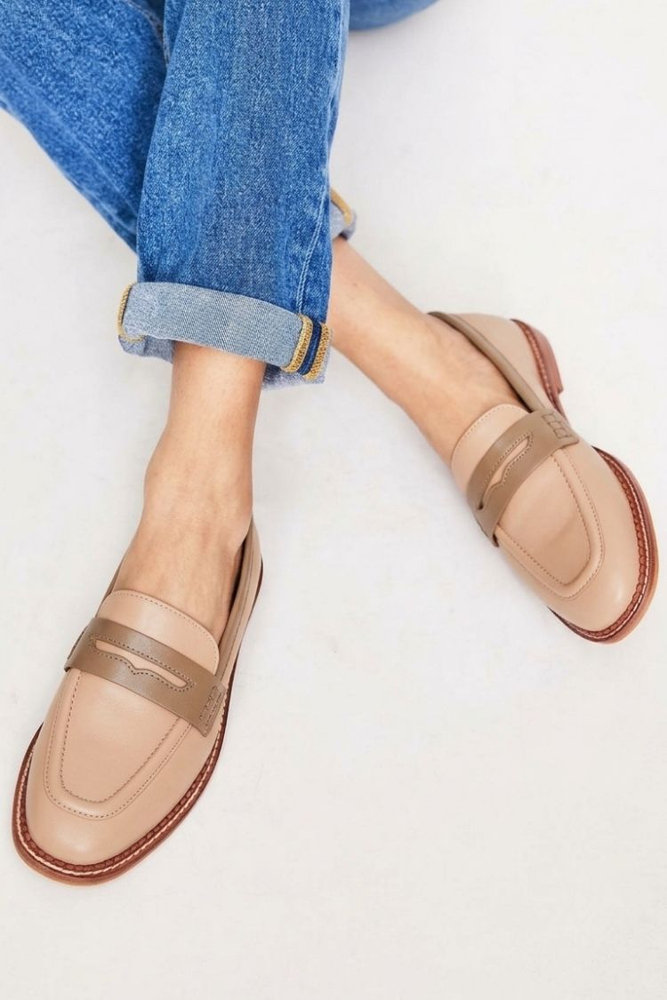 Colorblock Round Toe Casual Slip On Black Loafers