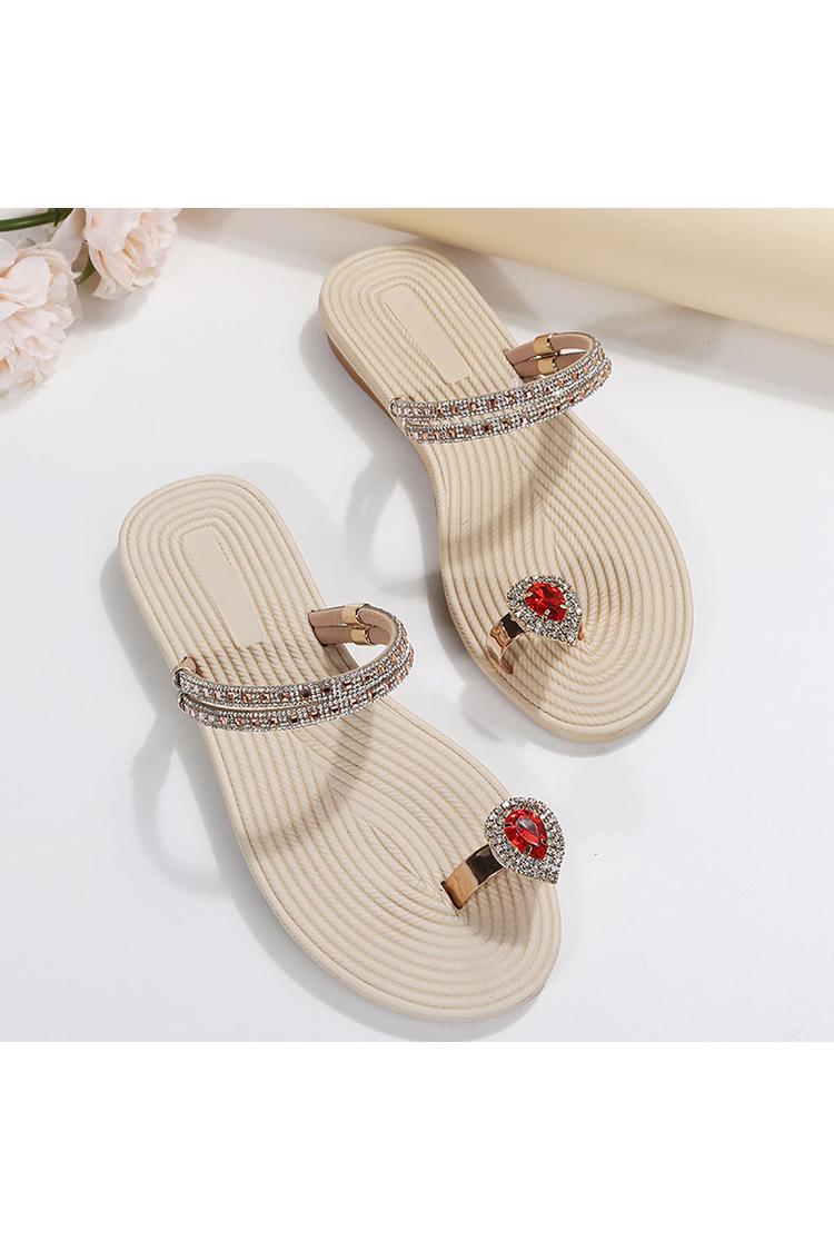 Infradito con strass, sandali casual con cinturino alla caviglia scintillante