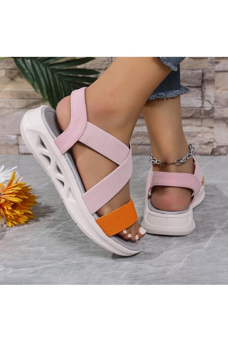 Sandali casual traspiranti con punta tonda e cinturino incrociato multicolore 