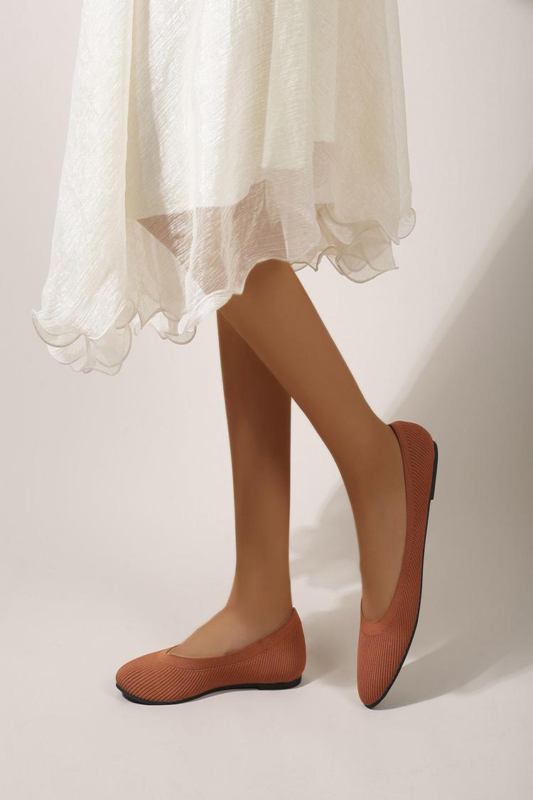 Leopard Pattern Round Toe Knitted Lightweight Flats