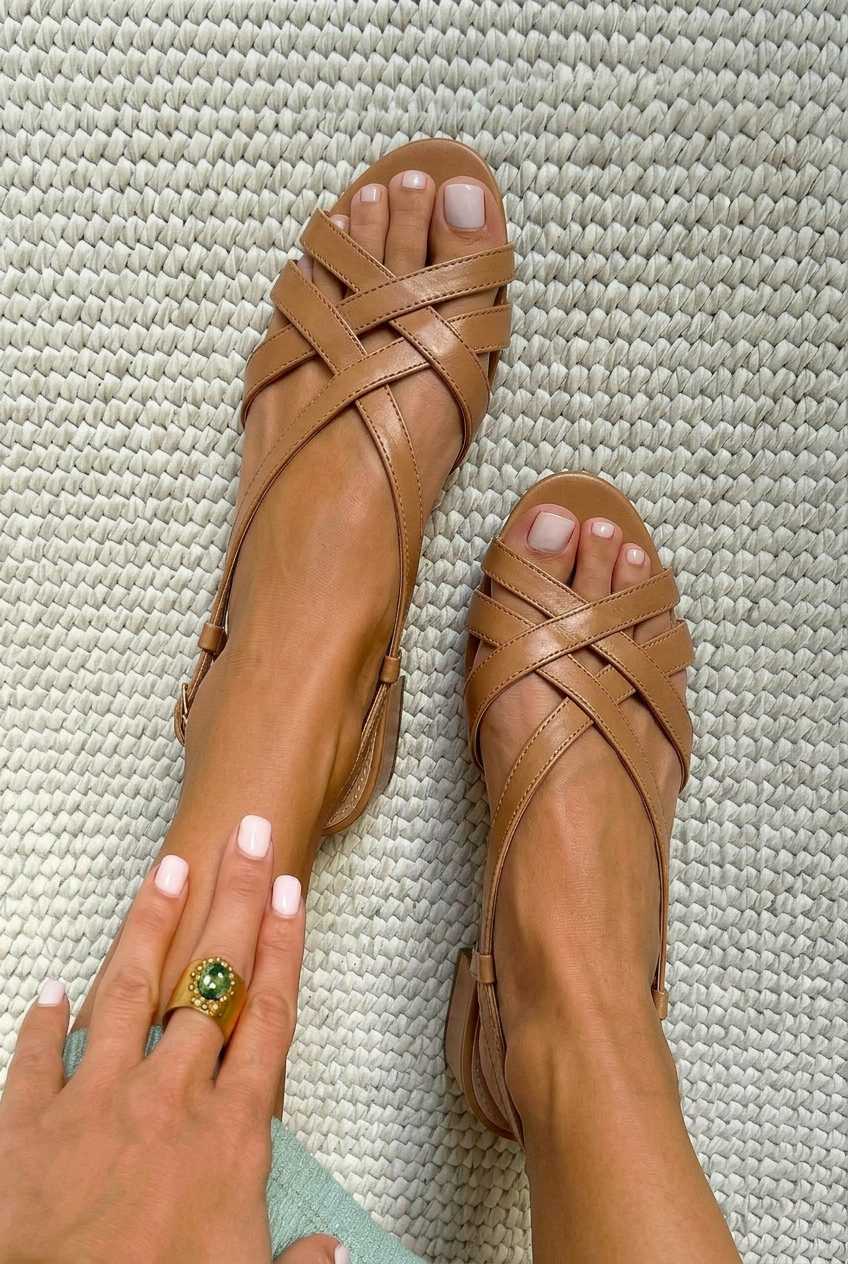 Strappy Crisscross Open Toe Flat Slingback Sandals [Pre Order]
