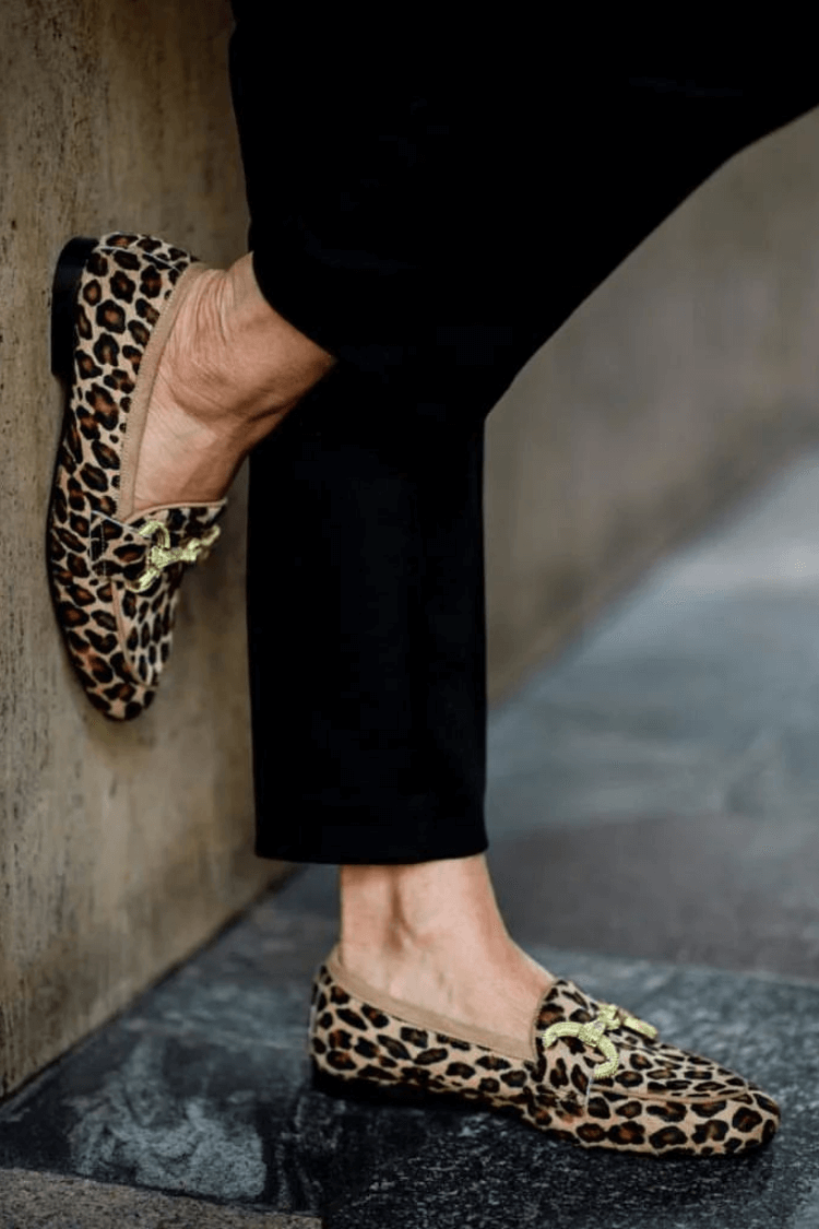 Leopard Print Gold-Buckle Loafers [Pre Order]