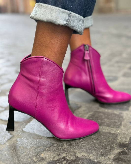 Fuchsia Stiefeletten mit hohem Absatz und seitlichem Reißverschluss [Vorbestellung]