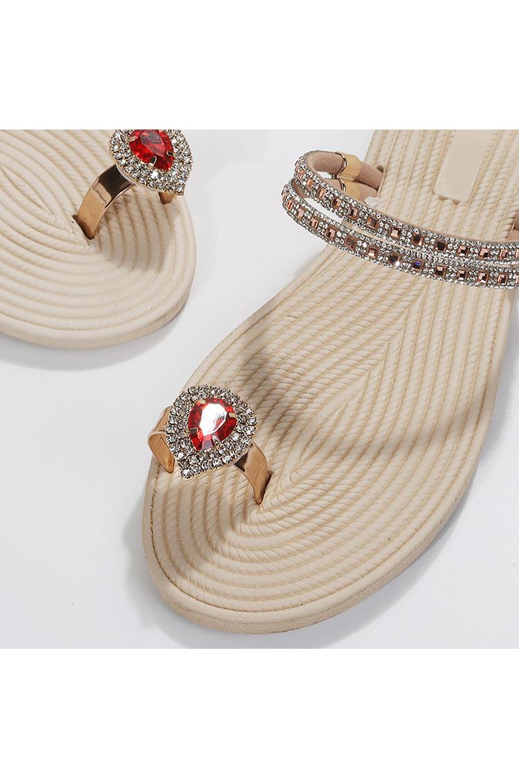 Infradito con strass, sandali casual con cinturino alla caviglia scintillante