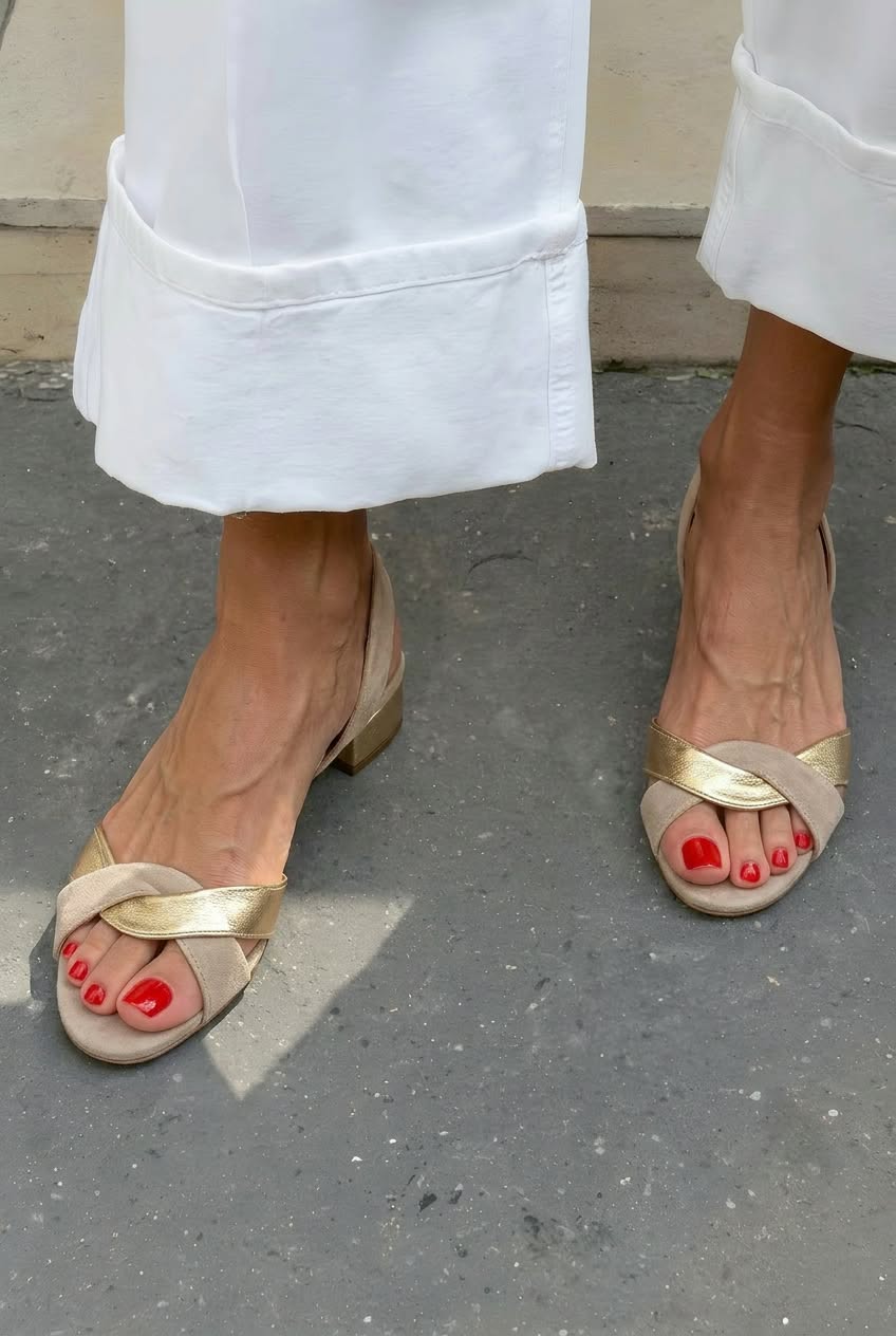 Twisted Crisscross Peep Toe Low Block Heel Sandals [Pre Order]
