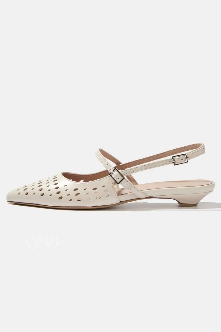 Chic Beige Pointed Toe Cutout Slingback Versatile Flats [Pre Order]