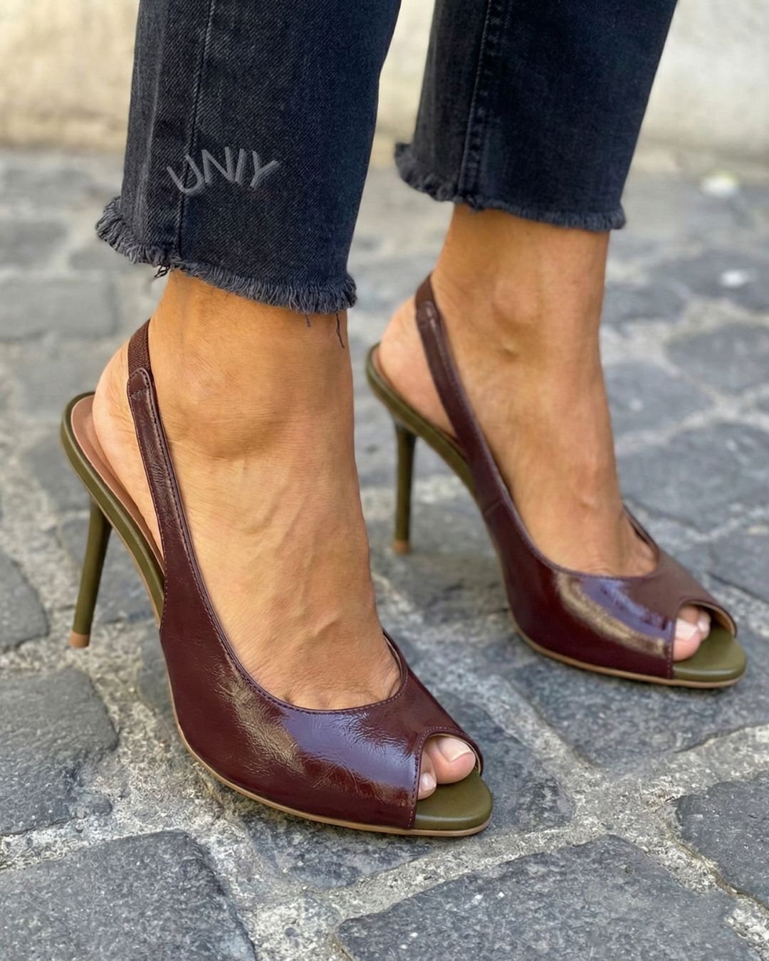 Retro Color Block Peep Toe Slingback Stiletto High Heels [Pre Order]