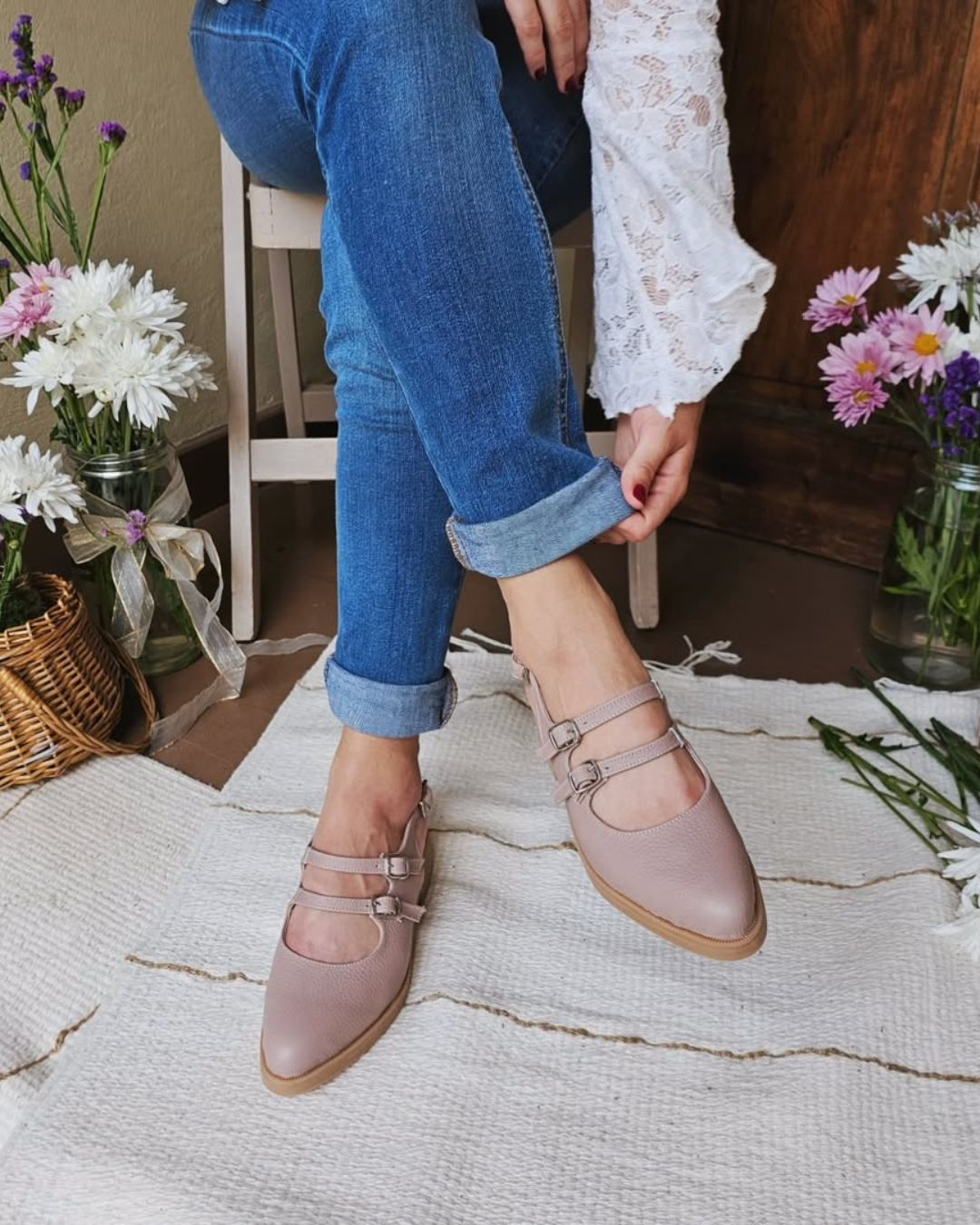 Eleganti scarpe basse con tacco a spillo in tinta unita [Pre-ordine] 