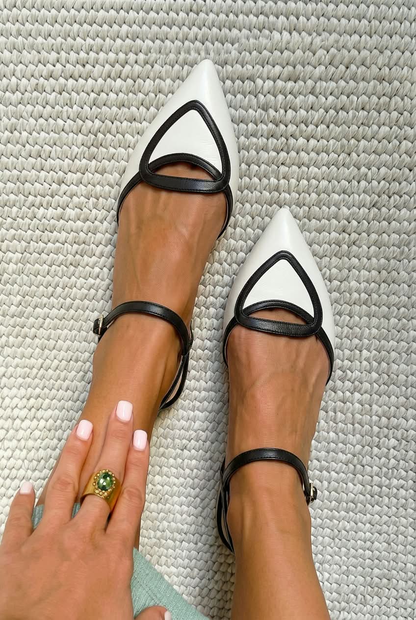 Framed Cutout Pointed Toe Flat Strap Shoes [Pre Order]