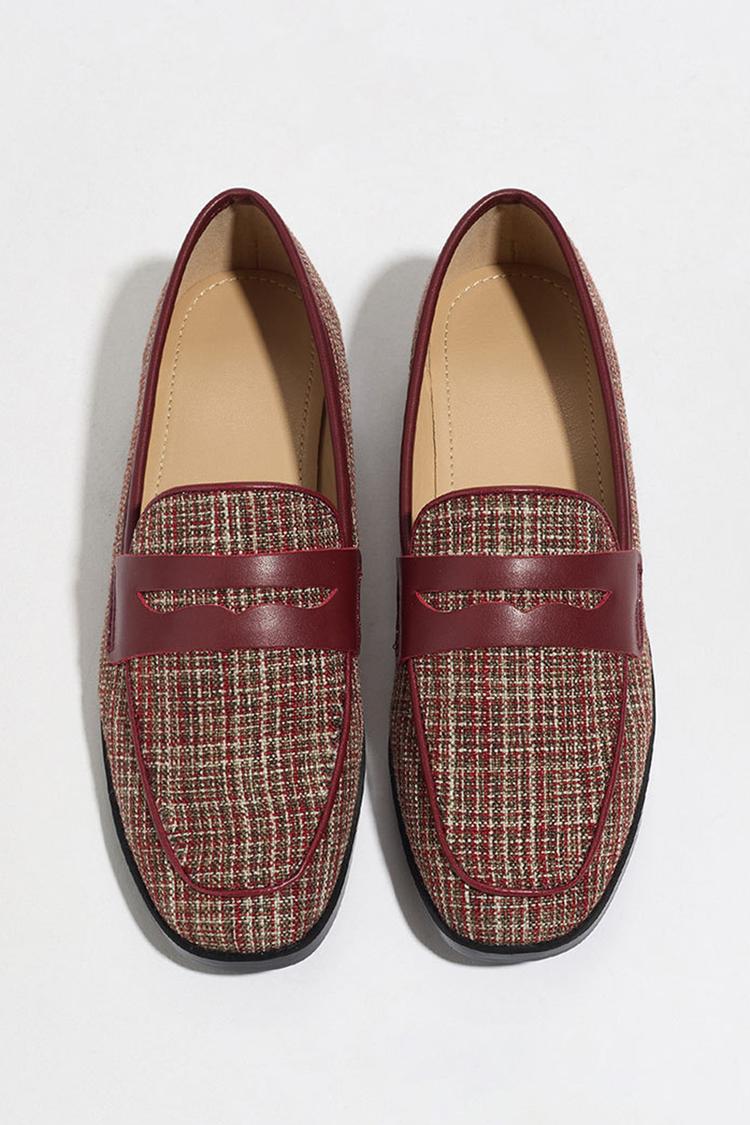 Patchwork Freizeit Outdoor Quadratische Zehen Slipper Loafer