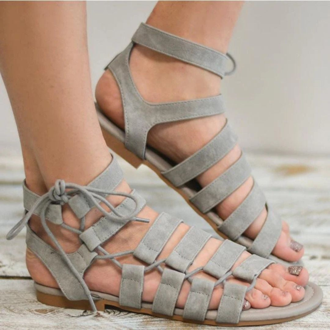 Faux Suede Multi Strap Back Lace Up Gladiator Sandals [Pre Order]