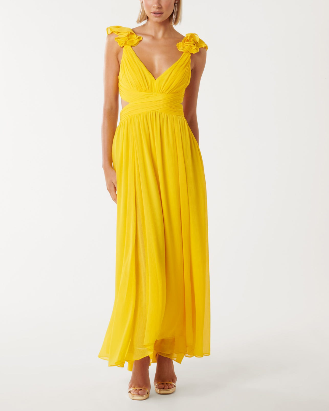 Ruffle Shoulder Maxi Dress