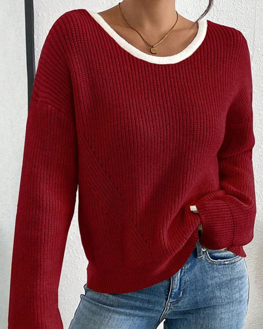 Top in maglia a contrasto con schiena scoperta e dettaglio a fiocco 