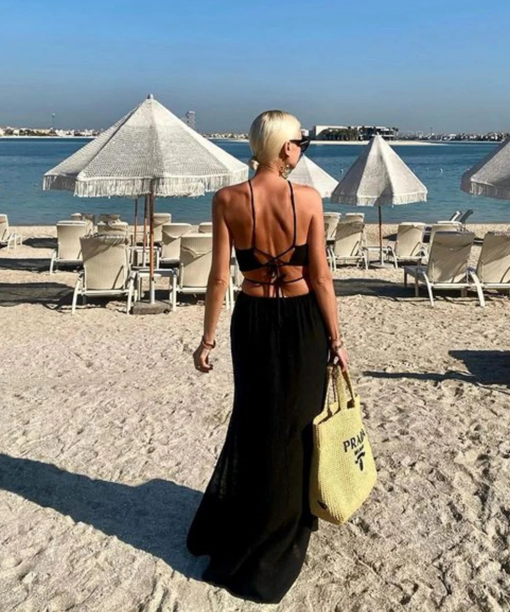 Backless Sexy Lace-up Maxi Dress