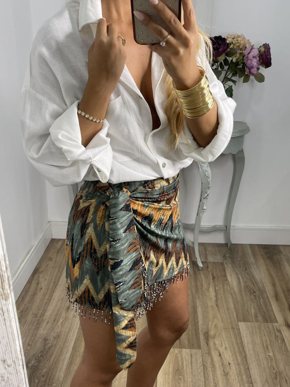 Printed Knot Mini Skirt