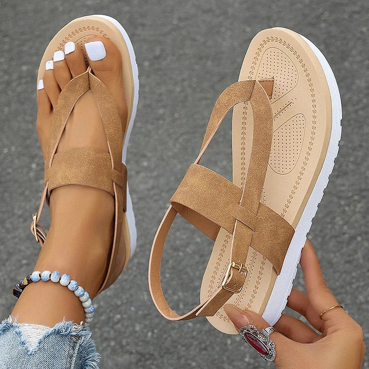 Sandalias casuales con chanclas con plataforma y hebilla con tira trasera 