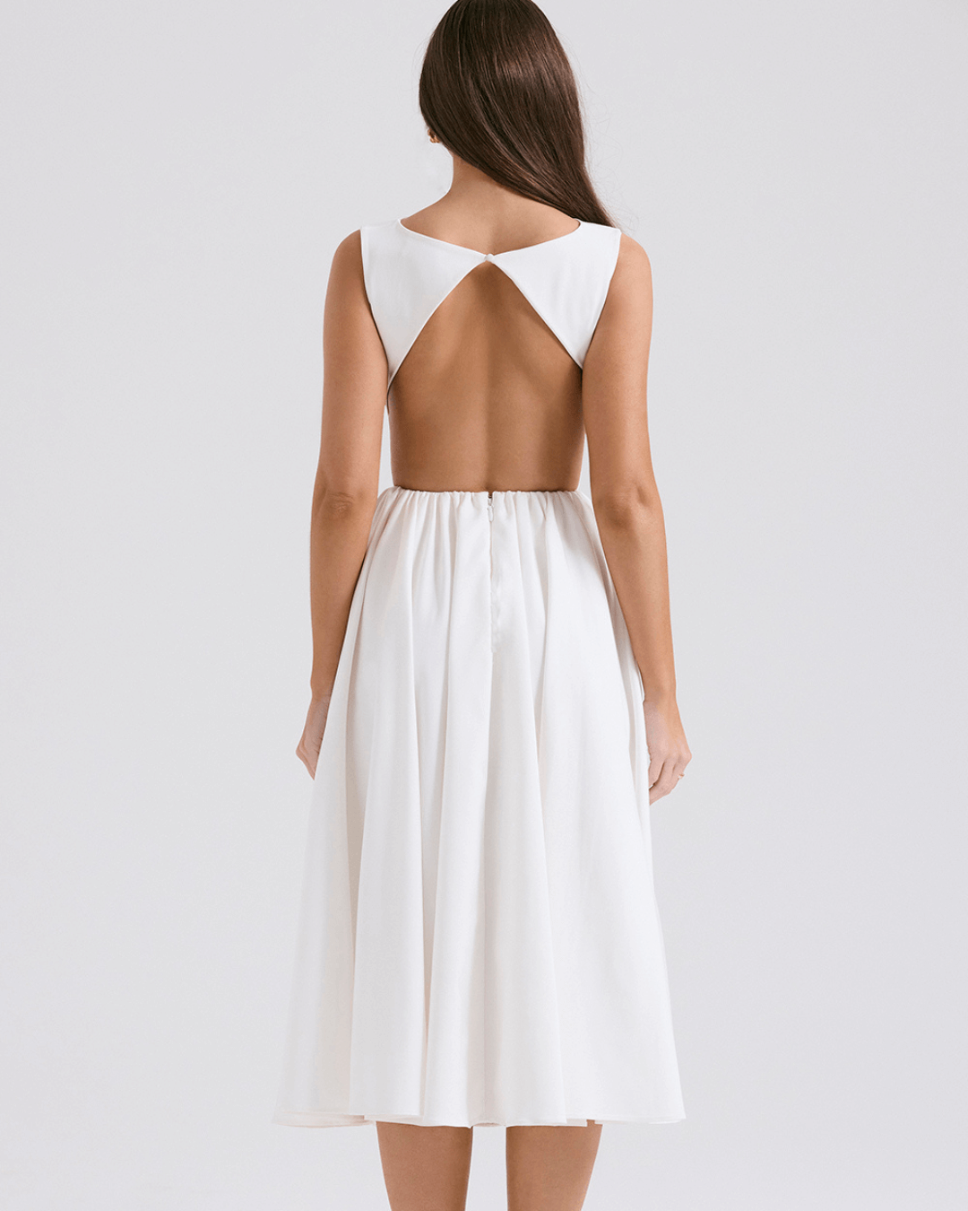 White Twill Sundress Midi Dress