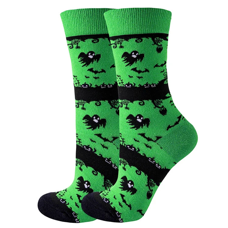 Calcetines con estampado de esqueleto, fantasma y calabaza de terror para Halloween 