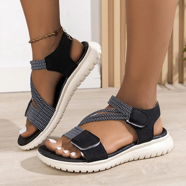 Multi Straps Patchwork Round Toe Casual Outdoor Sandals