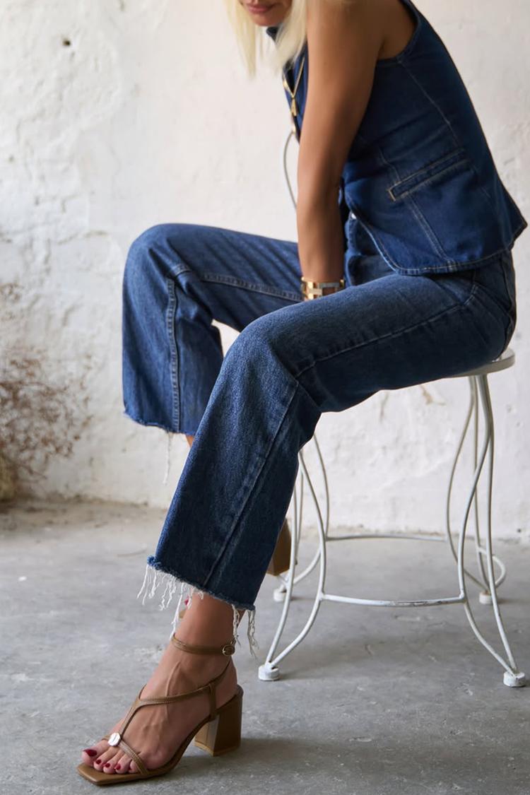 Scarpe con tacco grosso marrone, punta quadrata, cinturino alla caviglia con fibbia e decorazioni in metallo [Pre-ordine]