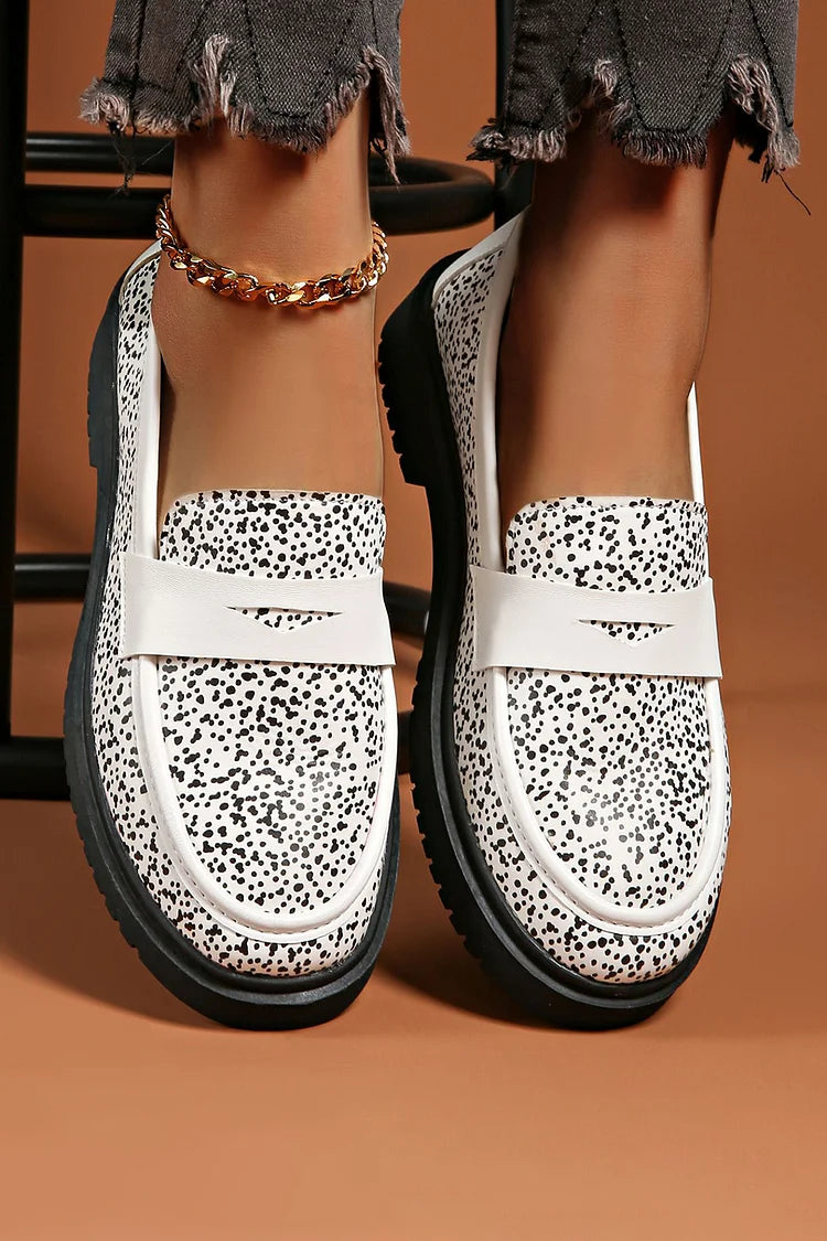 Colorblock Leopard Print Patchwork Round Toe Casual Loafers