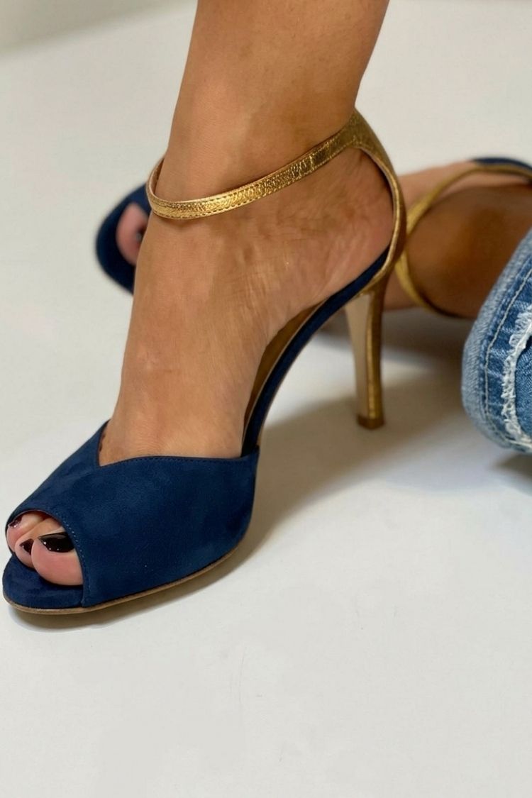 Glitter Ankle Strap Buckle Peep Toe Stiletto Heels