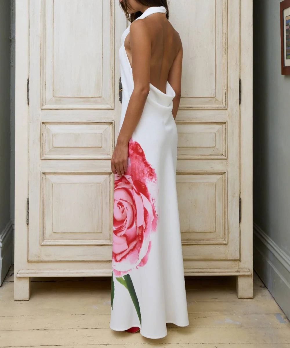 Art Pink Rose Maxi Dress