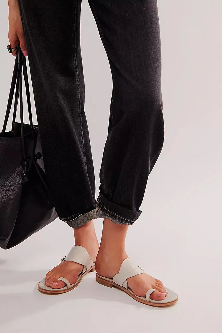 Pantofole casual beige con fibbia in tinta unita [Pre-ordine]