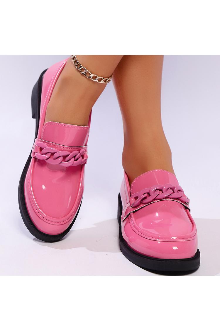 Metallkette Dekor Einfarbig Patchwork Rundspitze Freizeit Loafer