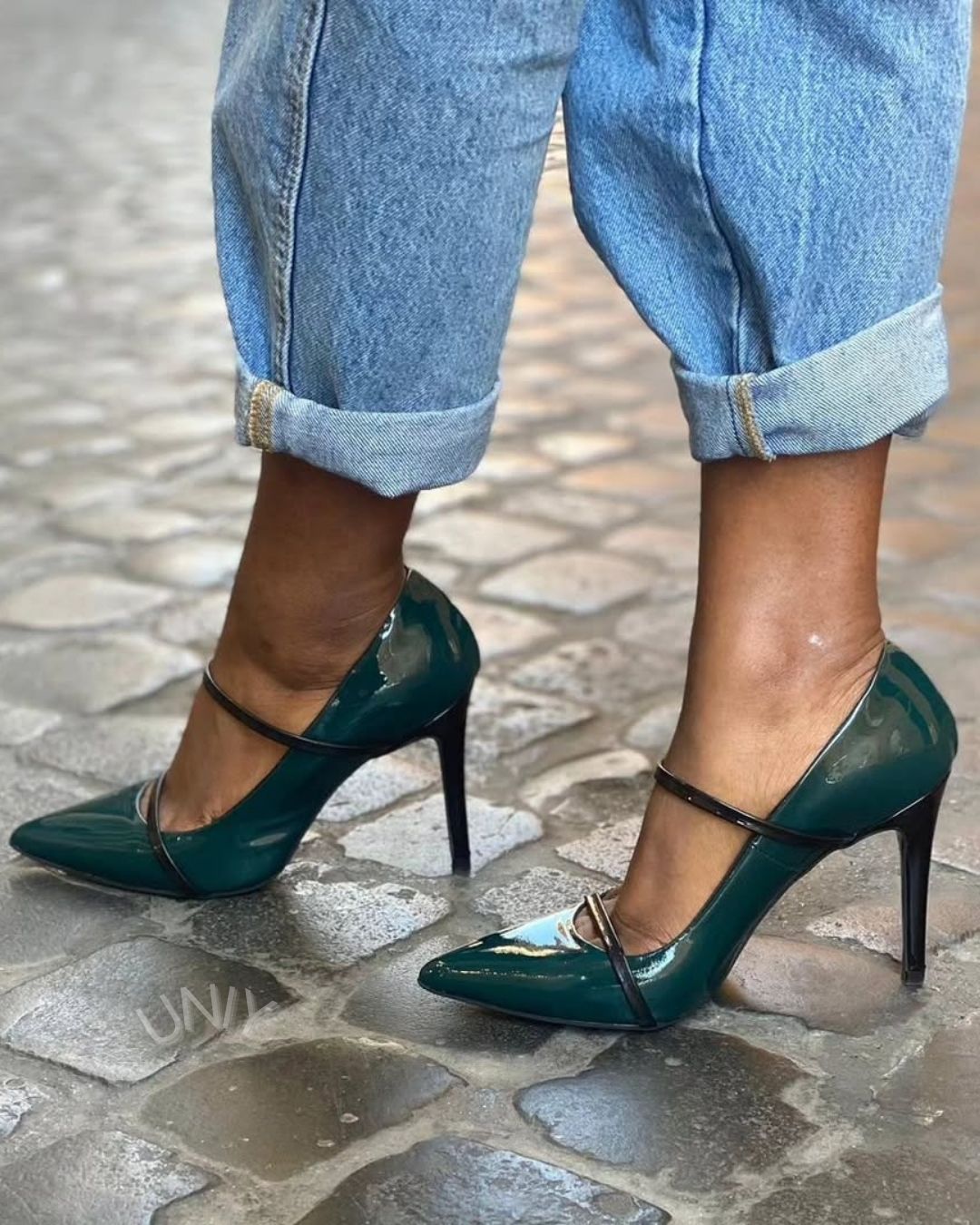 Scarpe con tacco a spillo a punta in vernice verde scuro [Pre-ordine]
