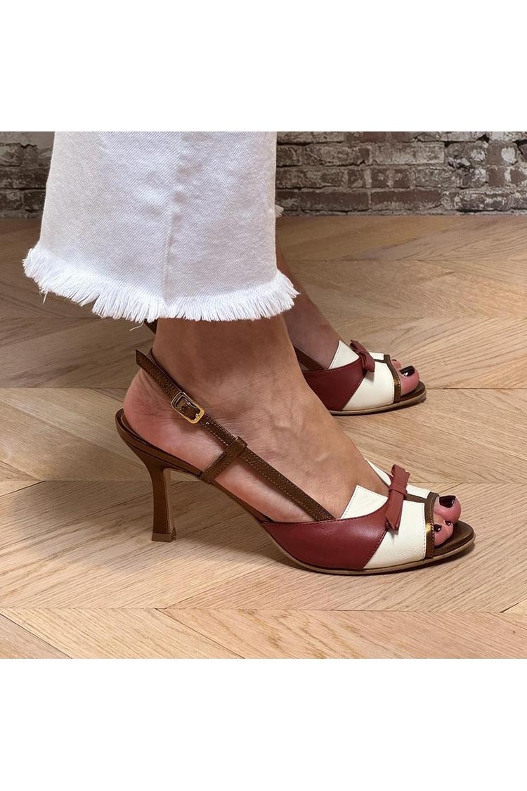 Bogen Dekor Colorblock Peeptoe Slingback Stiletto Absätze [Vorbestellung]